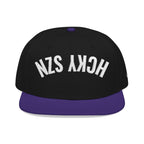 Upside Down HCKY SZN Embroidered Snapback Hat (Black/Purple)