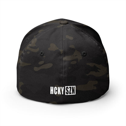 Upside Down HCKY SZN Embroidered Flex Fit Hat (Black Camo)
