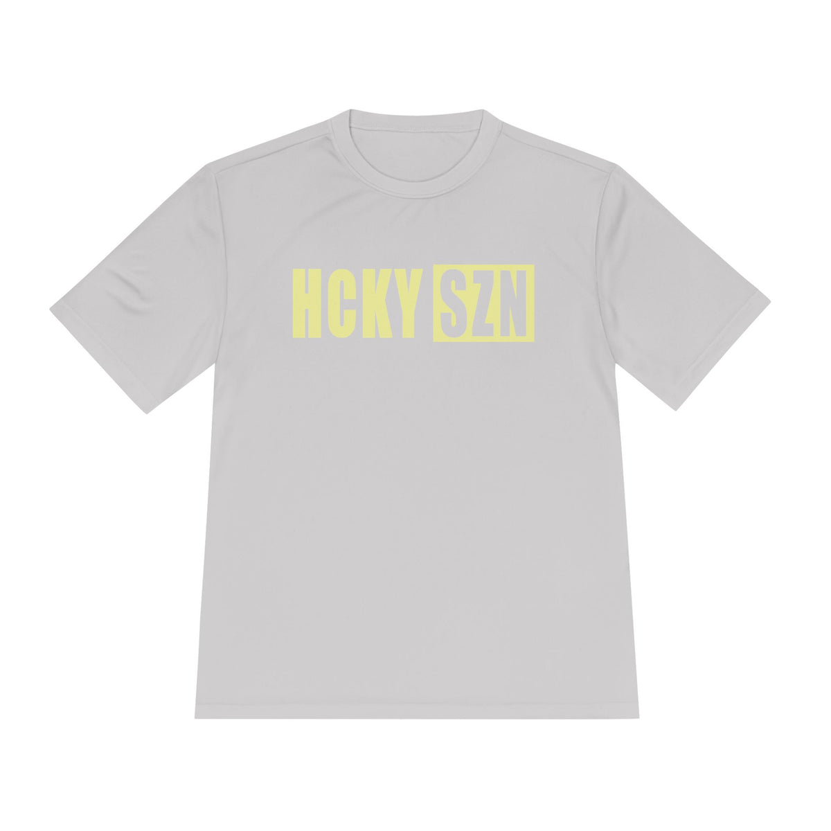 HCKYSZN (Flagship Logo) Adult Performance Tee - Silver/Sunflower