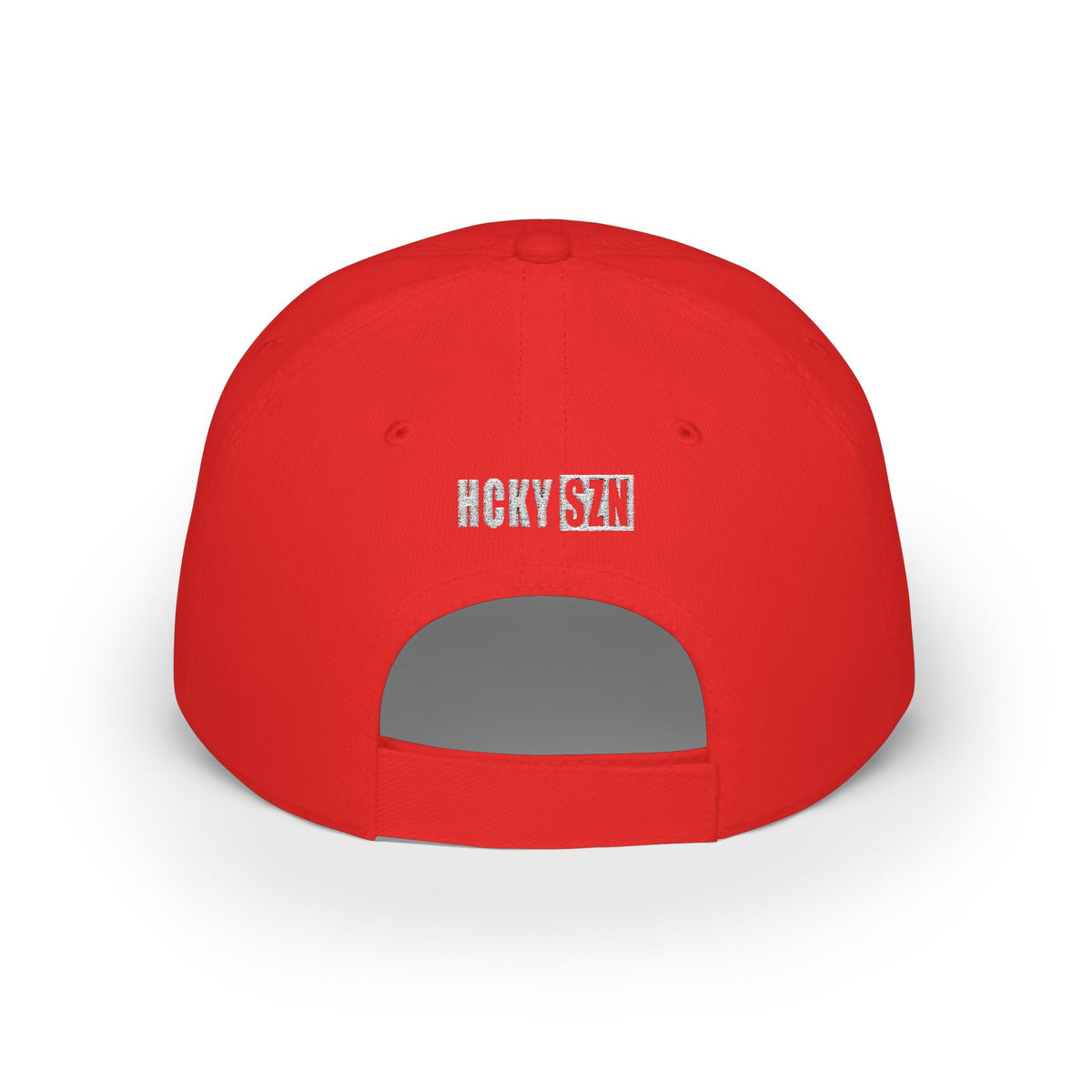 HCKY SZN Low Profile Embroidered Baseball Cap - Red (White Logo)
