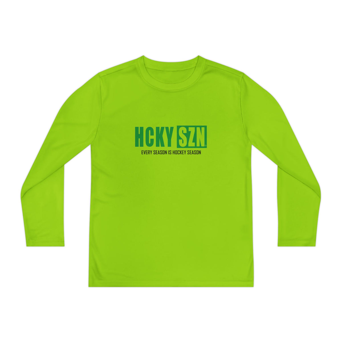 Every Season is HCKY SZN Youth Competitor Long Sleeve Tee (Green Logo) - Various Colors