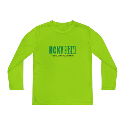 Every Season is HCKY SZN Youth Competitor Long Sleeve Tee (Green Logo) - Various Colors