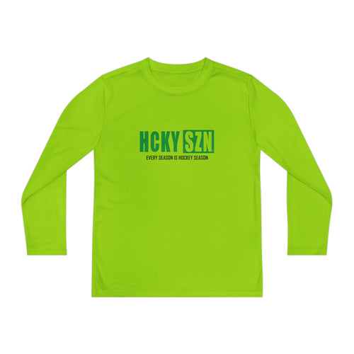 Every Season is HCKY SZN Youth Competitor Long Sleeve Tee (Green Logo) - Various Colors