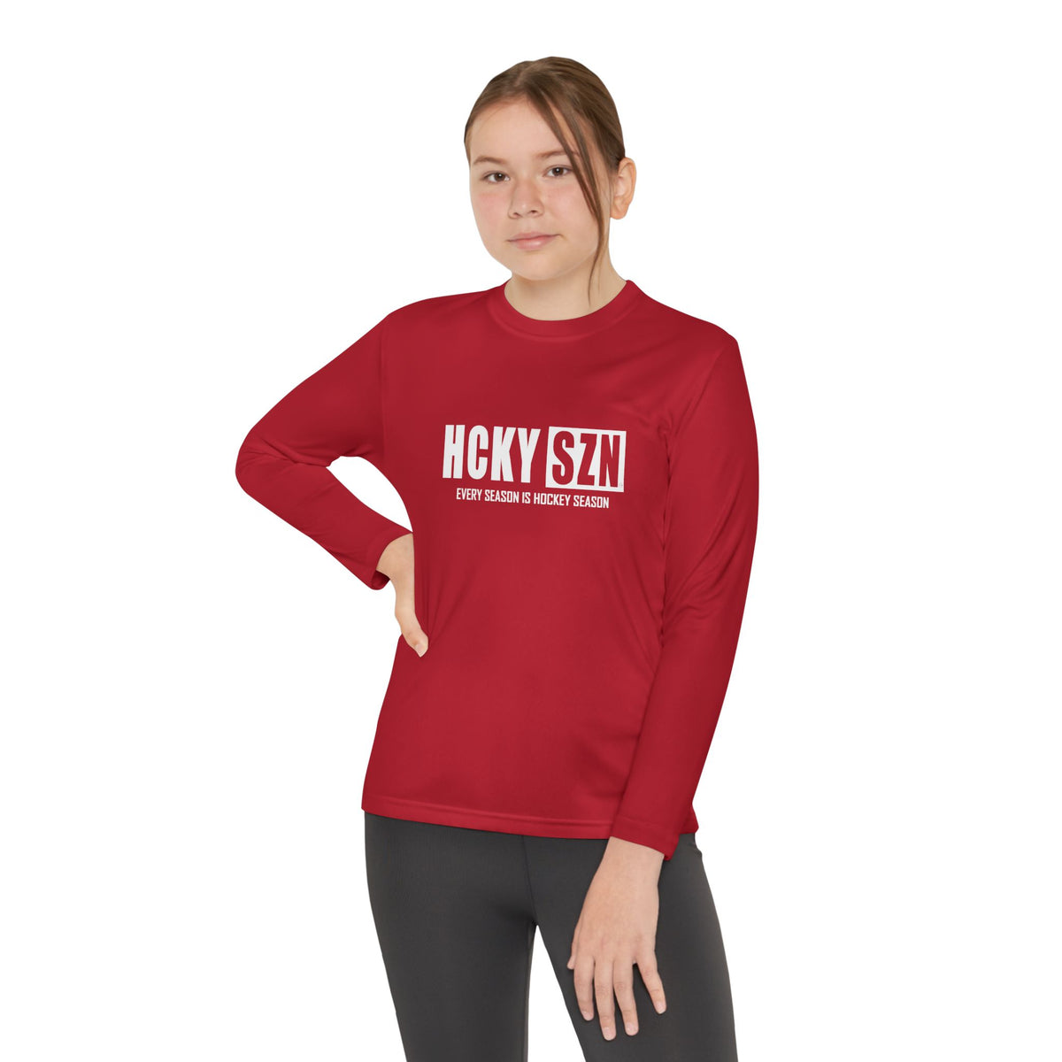Every Season is HCKYSZN Youth Performance Long Sleeve Tee - White Logo