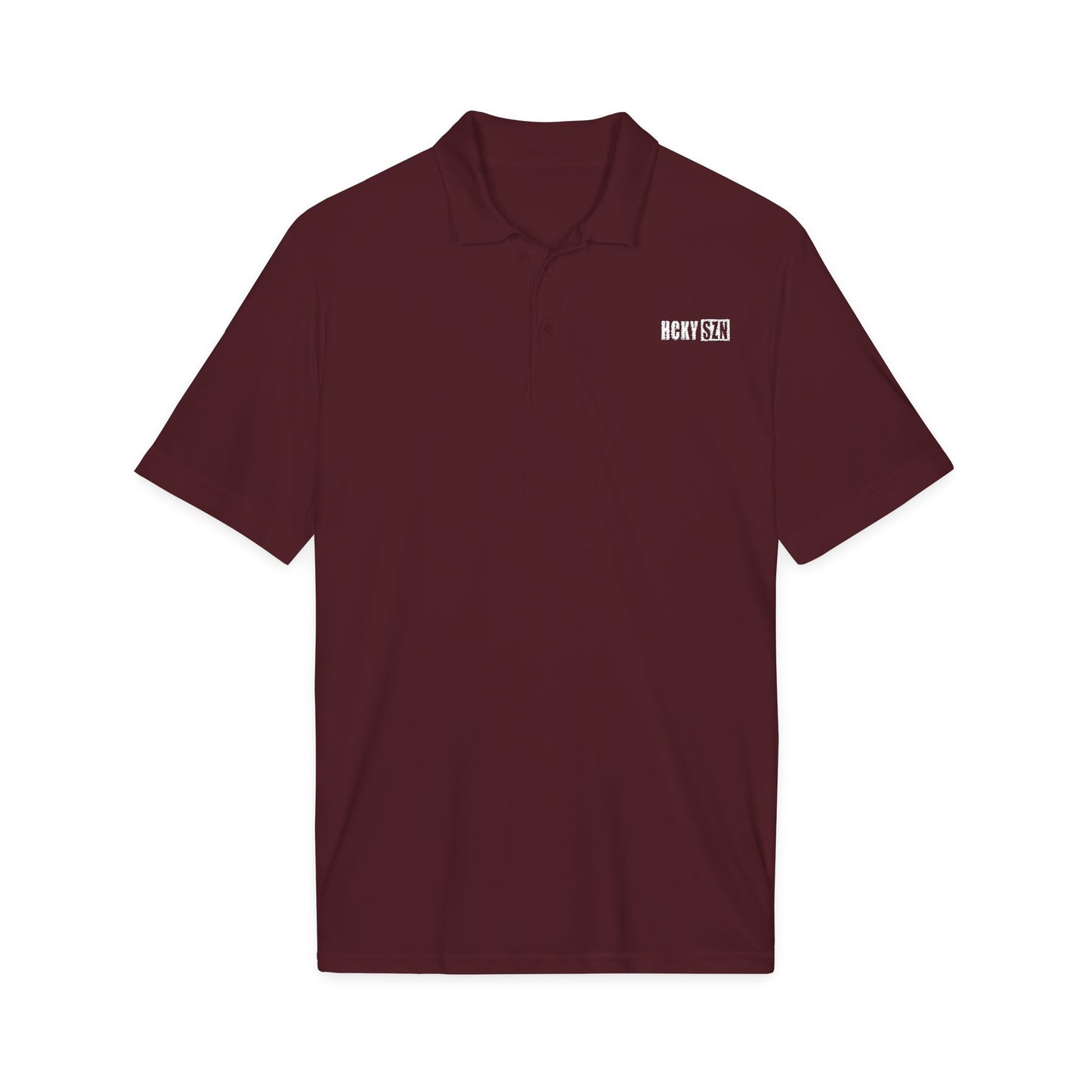 HCKY SZN Embroidered Performance Hockey Polo (Maroon)