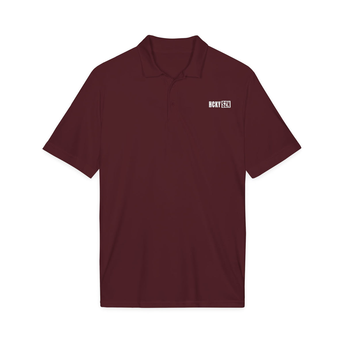 HCKY SZN Embroidered Performance Hockey Polo (Maroon)