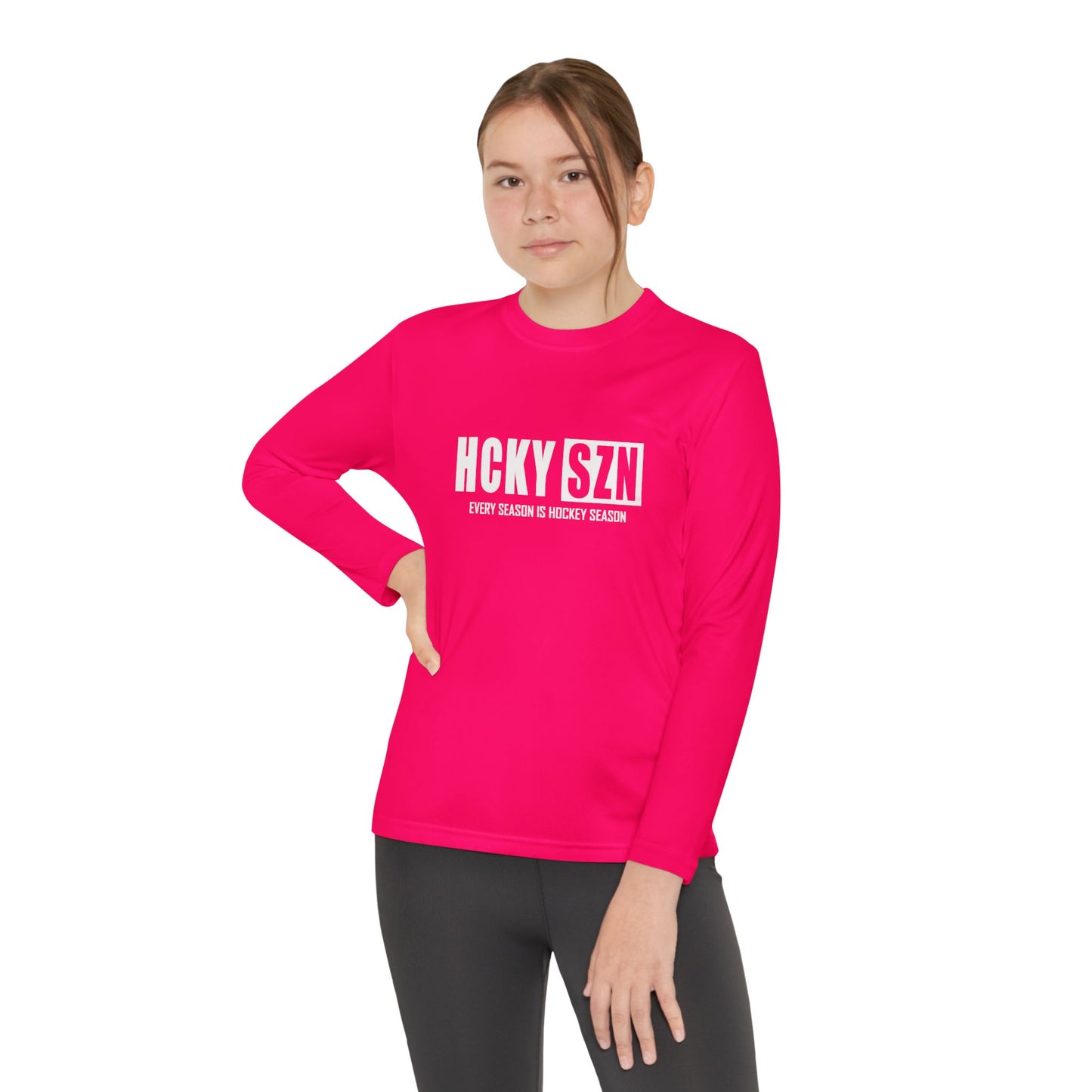Every Season is HCKYSZN Youth Performance Long Sleeve Tee - White Logo