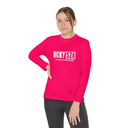 Every Season is HCKYSZN Youth Performance Long Sleeve Tee - White Logo