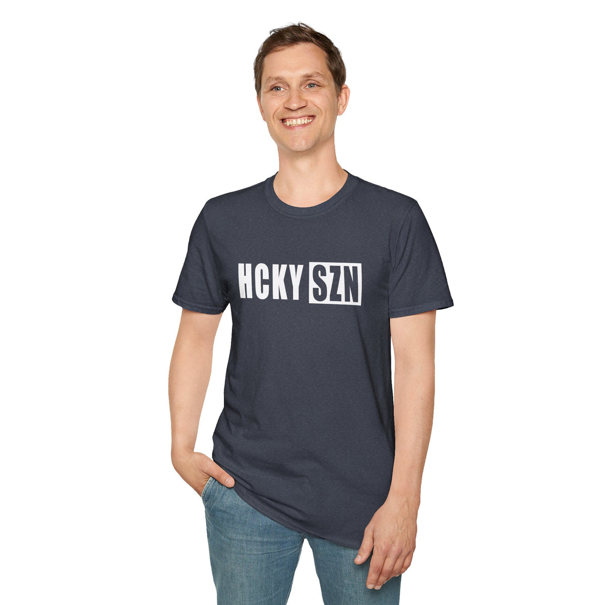 HCKY SZN Softstyle Tee Shirt (Heather Navy)