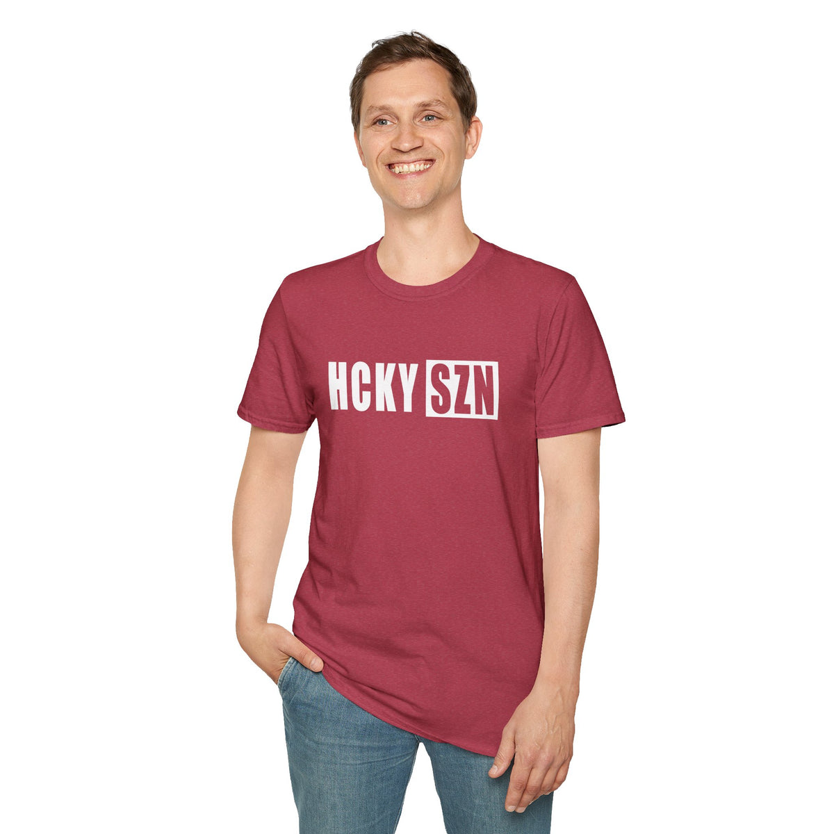 HCKY SZN Softstyle Tee Shirt (Heather Cardinal)