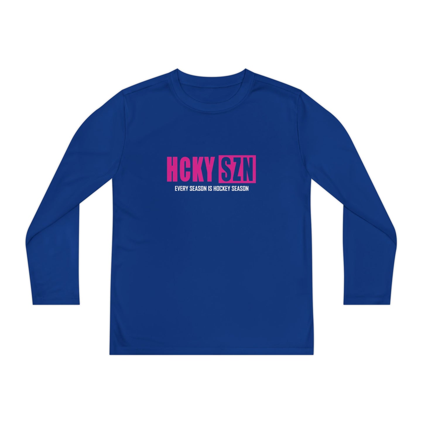 Every Season is HCKY SZN Youth Competitor Long Sleeve Tee (Hot Pink Logo) - Various Colors