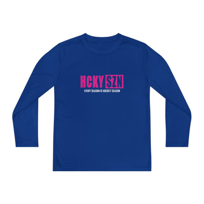 Every Season is HCKY SZN Youth Competitor Long Sleeve Tee (Hot Pink Logo) - Various Colors
