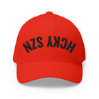 Upside Down HCKY SZN Embroidered Flex Fit Hat (Red/Black)
