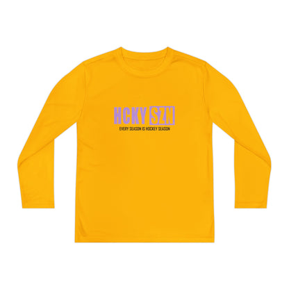 Every Season is HCKY SZN Youth Competitor Long Sleeve Tee (Lavender Logo) - Various Colors