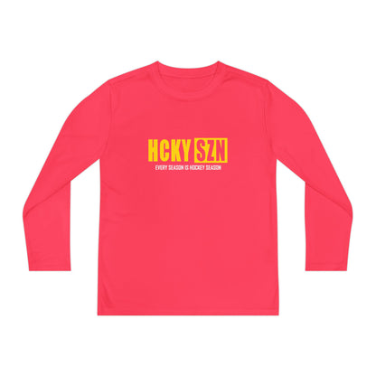 Every Season is HCKY SZN Youth Competitor Long Sleeve Tee (Yellow Logo) - Various Colors