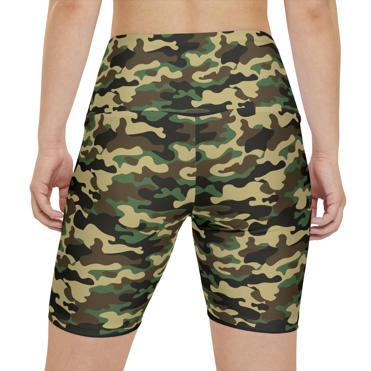 HKY SZN High Waisted Workout Shorts (Forest Camo)