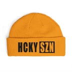 HCKY SZN Embroidered Fisherman Knit Beanie - Gold