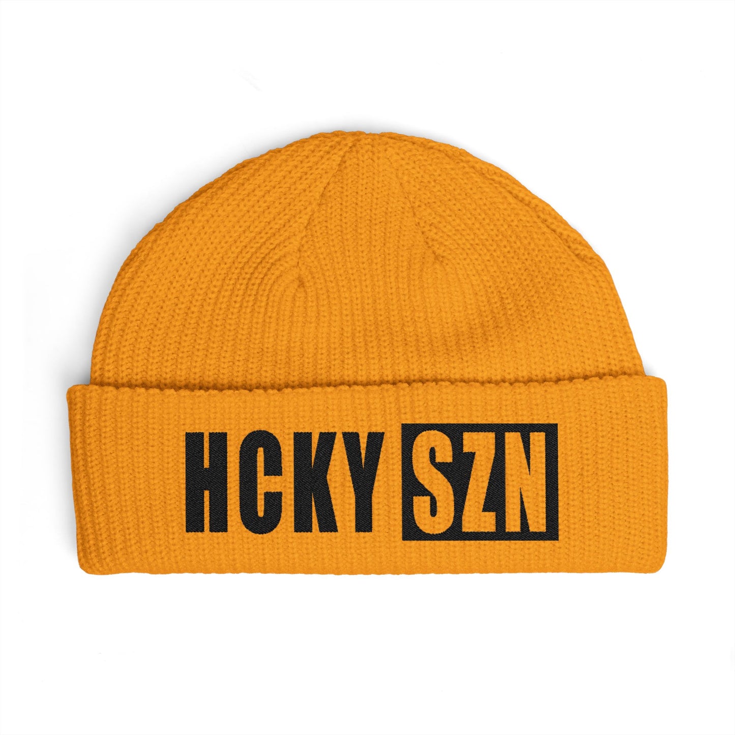 HCKY SZN Embroidered Fisherman Knit Beanie - Gold