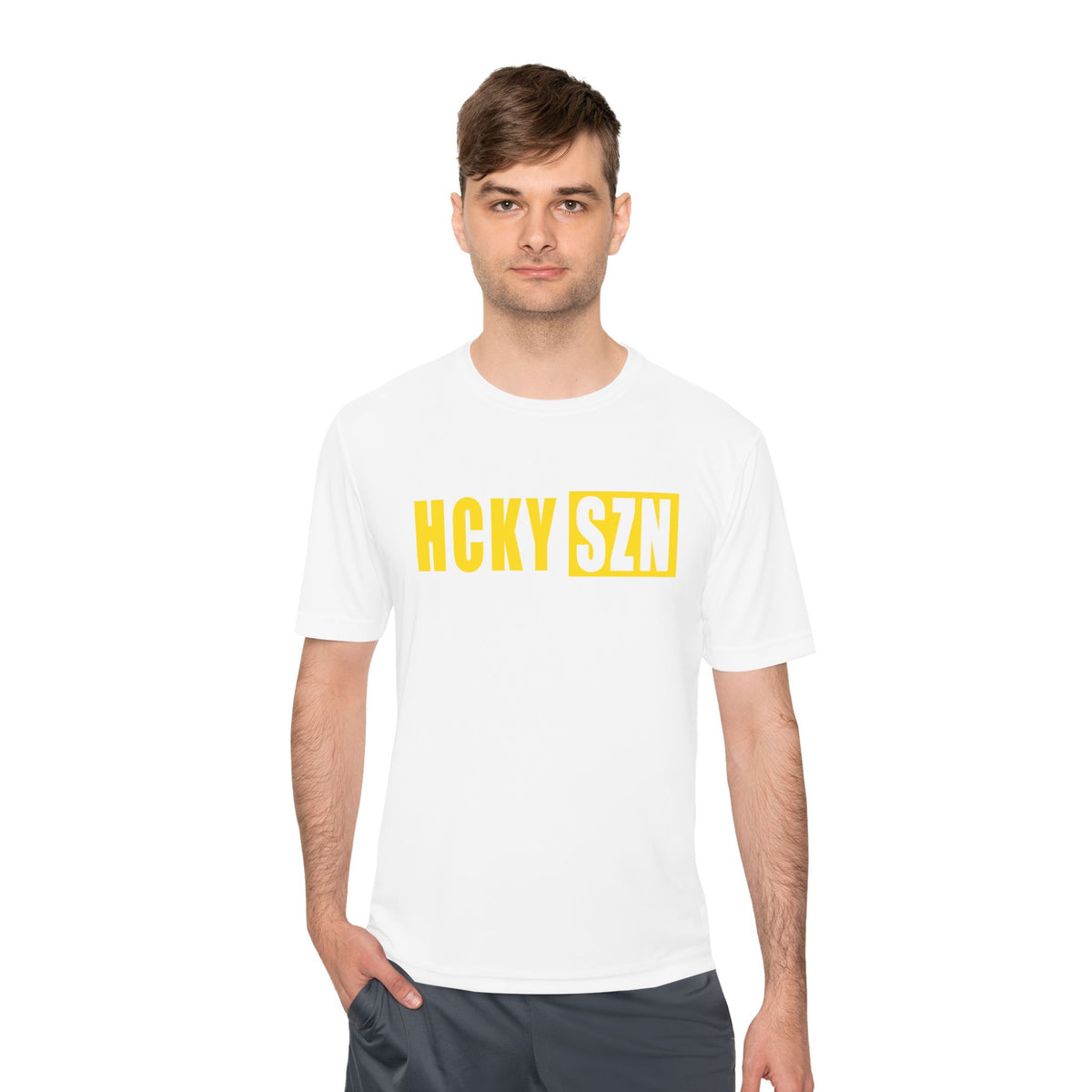 HCKYSZN (Flagship Logo) Adult Performance Tee - White/Yellow
