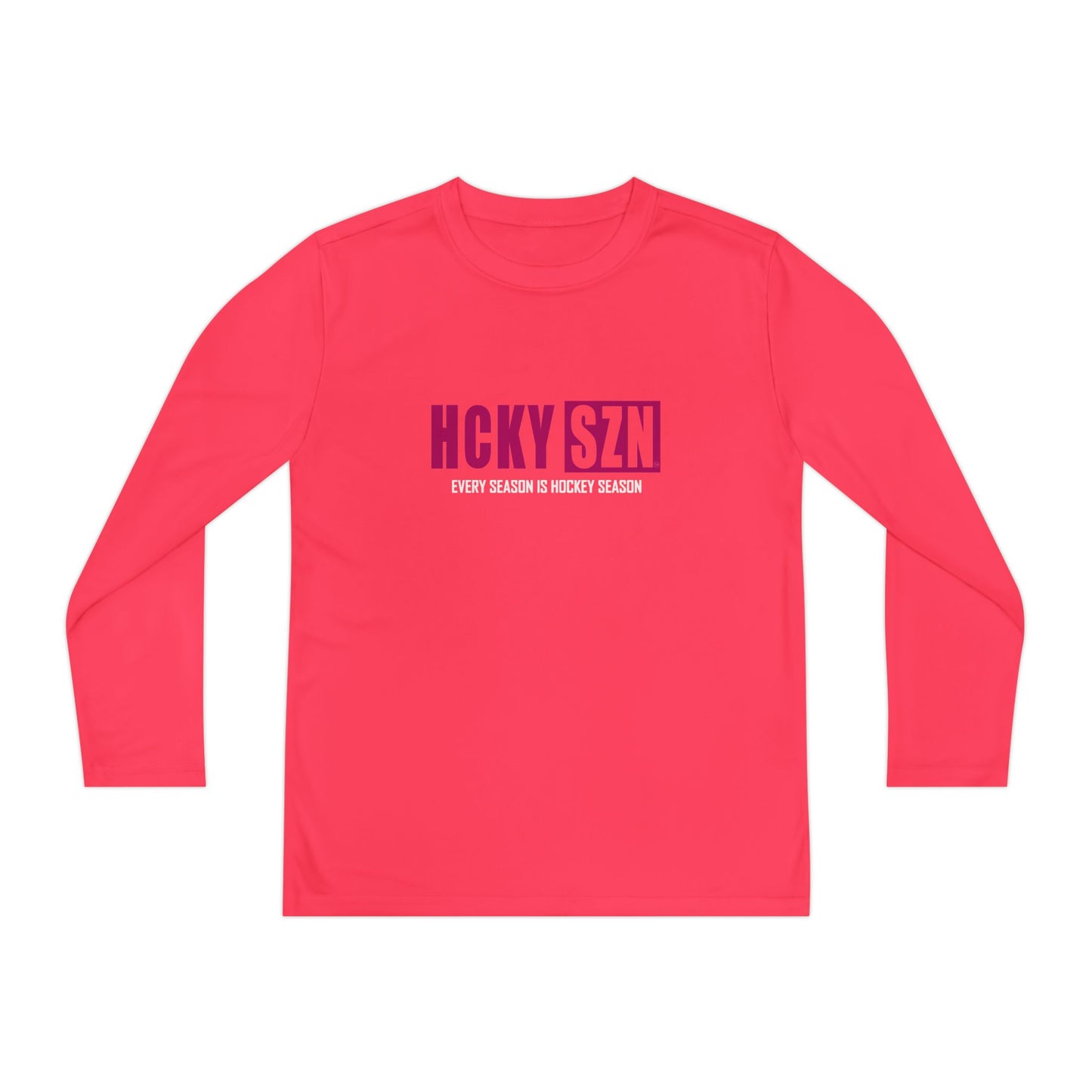 Every Season is HCKY SZN Youth Competitor Long Sleeve Tee (Raspberry Logo) - Various Colors