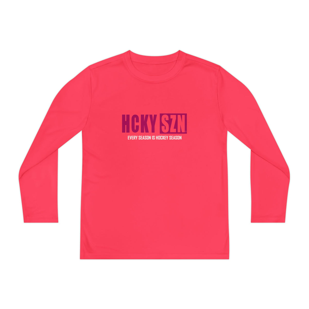 Every Season is HCKY SZN Youth Competitor Long Sleeve Tee (Raspberry Logo) - Various Colors