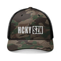 HCKY SZN Embroidered Black Camo Trucker Hat
