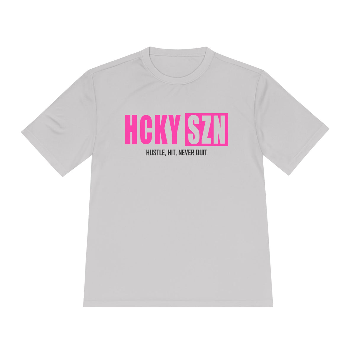 HCKYSZN (Hustle Hit) Adult Performance Tee - Silver/Hot Pink/Black