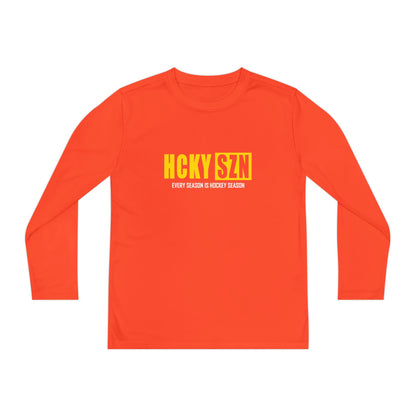 Every Season is HCKY SZN Youth Competitor Long Sleeve Tee (Yellow Logo) - Various Colors