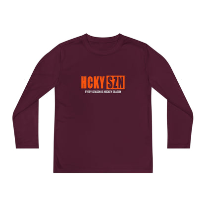 Every Season is HCKY SZN Youth Competitor Long Sleeve Tee (Orange Logo) - Various Colors