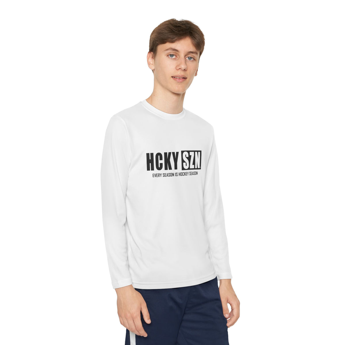 Every Season is HCKY SZN Youth Competitor Long Sleeve Tee (Black Logo) - Various Colors