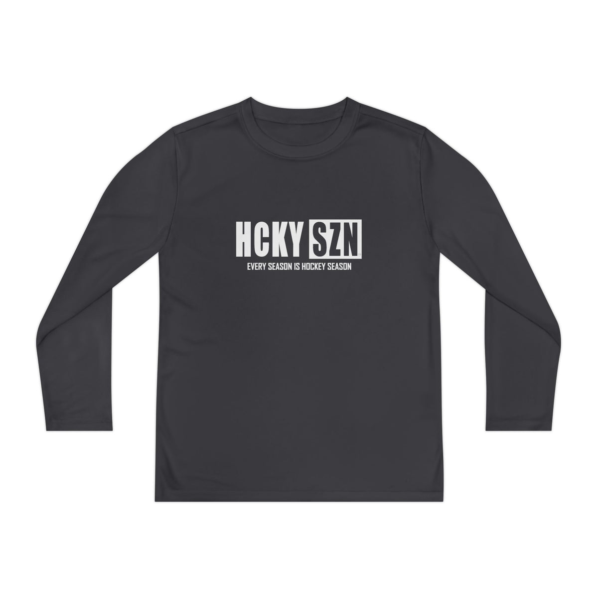 Every Season is HCKYSZN Youth Performance Long Sleeve Tee - White Logo