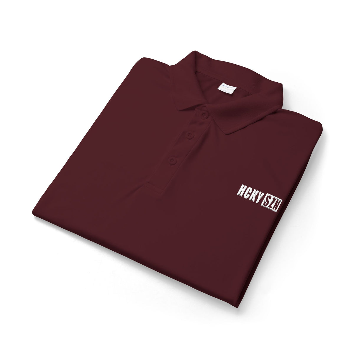 HCKY SZN Embroidered Performance Hockey Polo (Maroon)