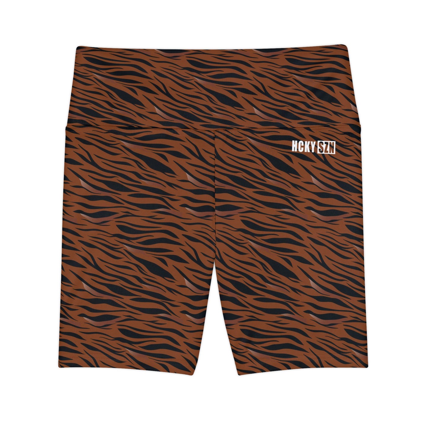 HKY SZN High Waisted Workout Shorts (Tiger Stripe)