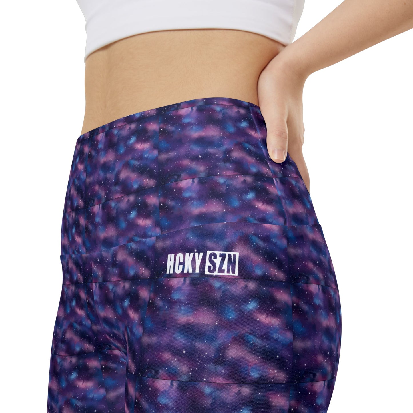 HKY SZN High Waisted Workout Shorts (Watercolor Galaxy)