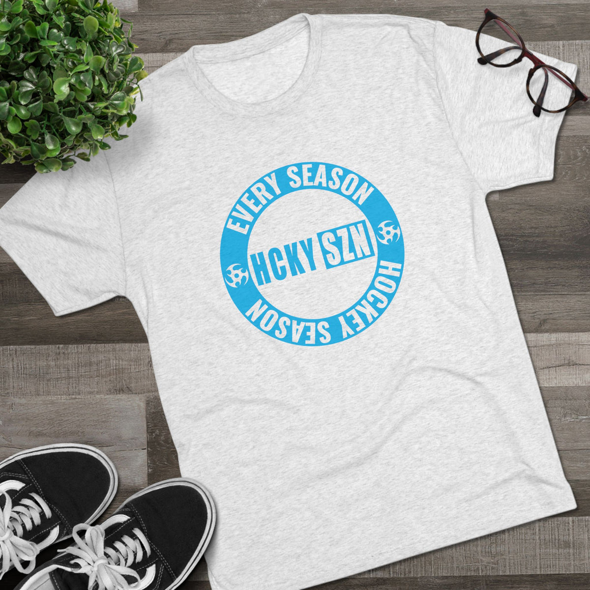HCKY SZN Circle Logo TriBlend Tee Shirt (Sky Blue) - Various Colors