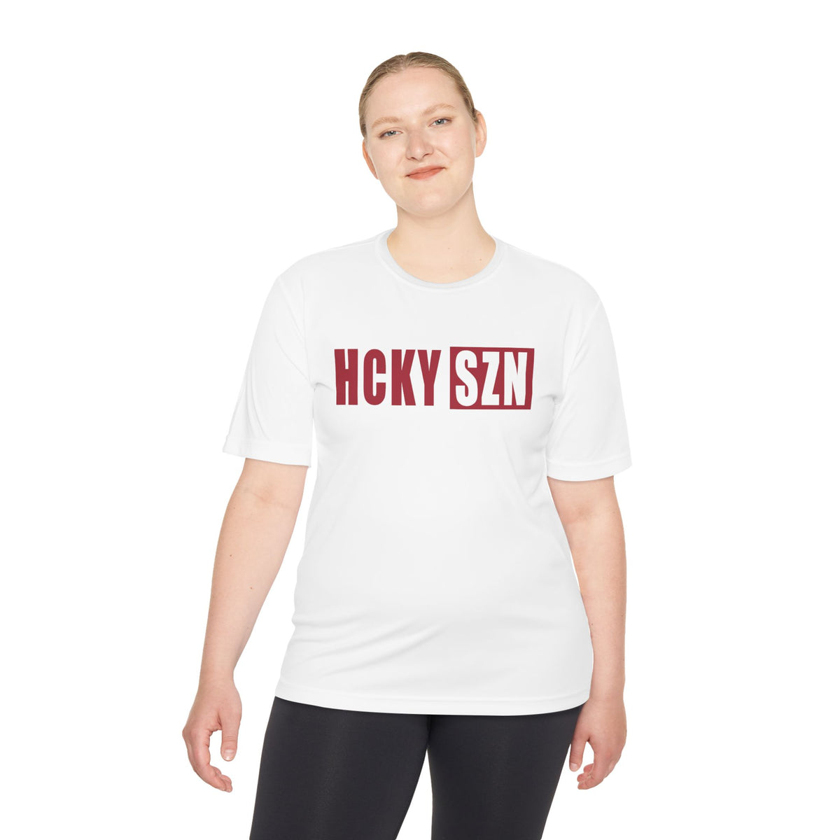 HCKYSZN (Flagship Logo) Adult Performance Tee - White/Cardinal