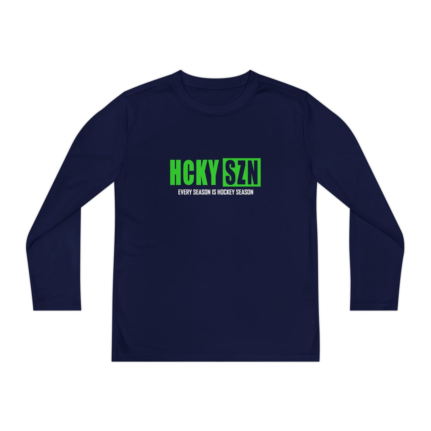 Every Season is HCKY SZN Youth Competitor Long Sleeve Tee (Lime Logo) - Various Colors
