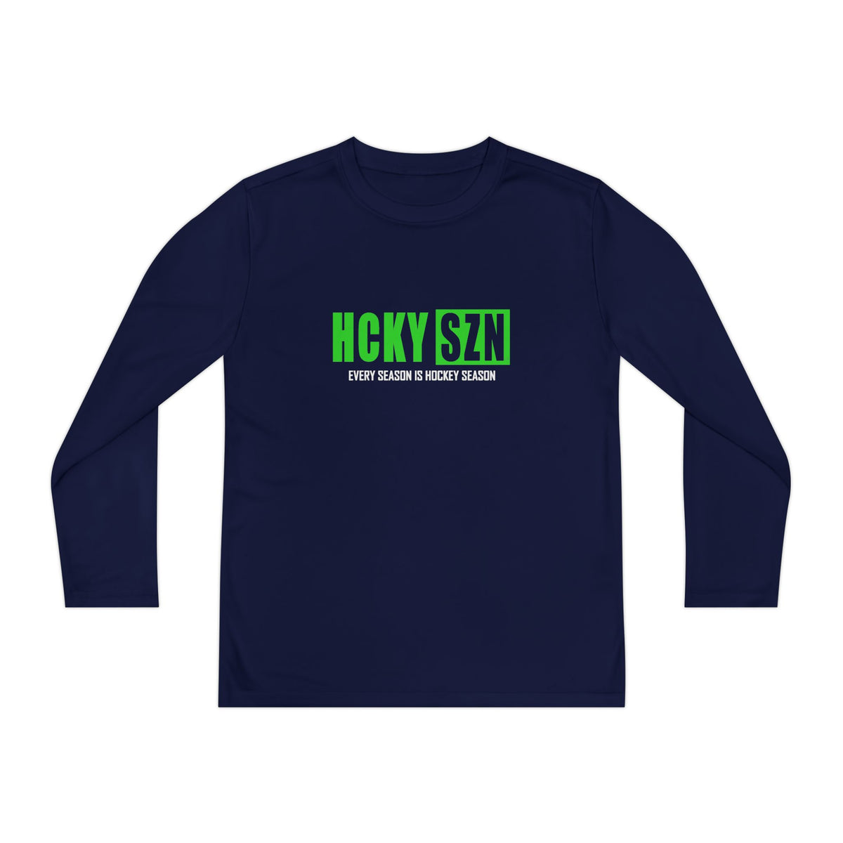 Every Season is HCKY SZN Youth Competitor Long Sleeve Tee (Lime Logo) - Various Colors