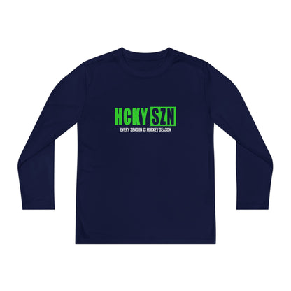 Every Season is HCKY SZN Youth Competitor Long Sleeve Tee (Lime Logo) - Various Colors