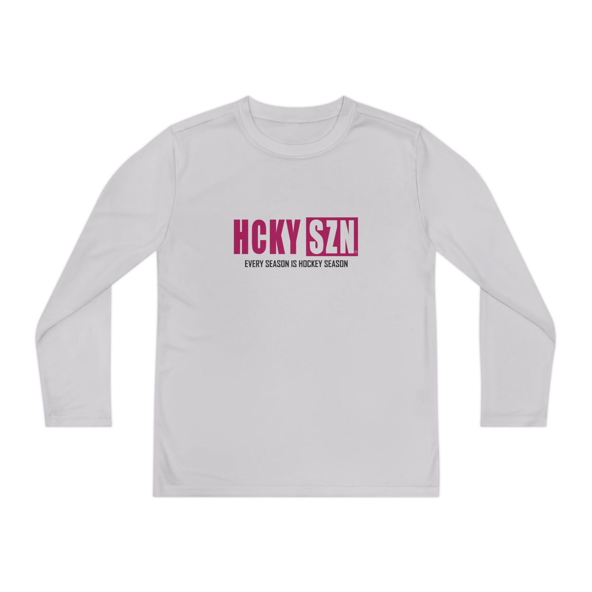 Every Season is HCKY SZN Youth Competitor Long Sleeve Tee (Raspberry Logo) - Various Colors