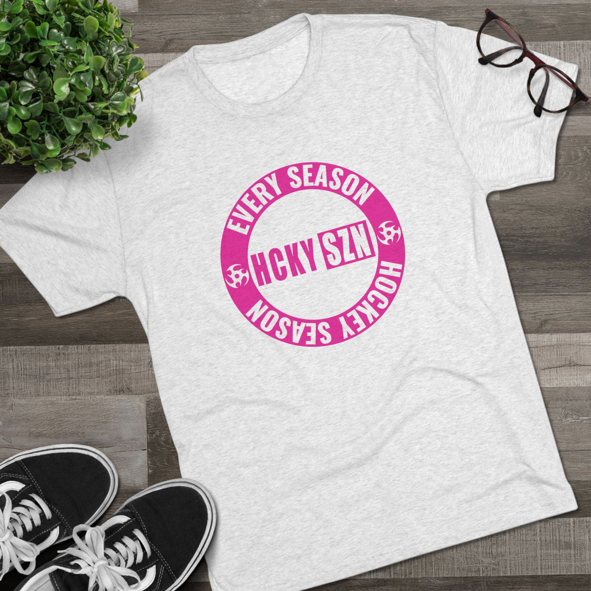 HCKY SZN Circle Logo TriBlend Tee Shirt (Hot Pink) - Various Colors