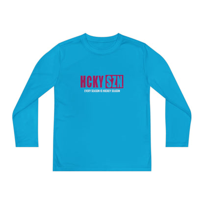 Every Season is HCKY SZN Youth Competitor Long Sleeve Tee (Raspberry Logo) - Various Colors