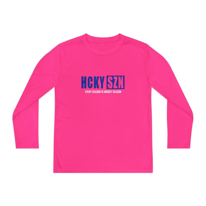 Every Season is HCKY SZN Youth Competitor Long Sleeve Tee (Blue Logo) - Various Colors