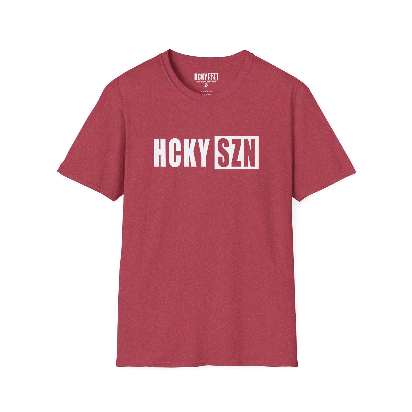 HCKY SZN Softstyle Tee Shirt (Heather Cardinal)