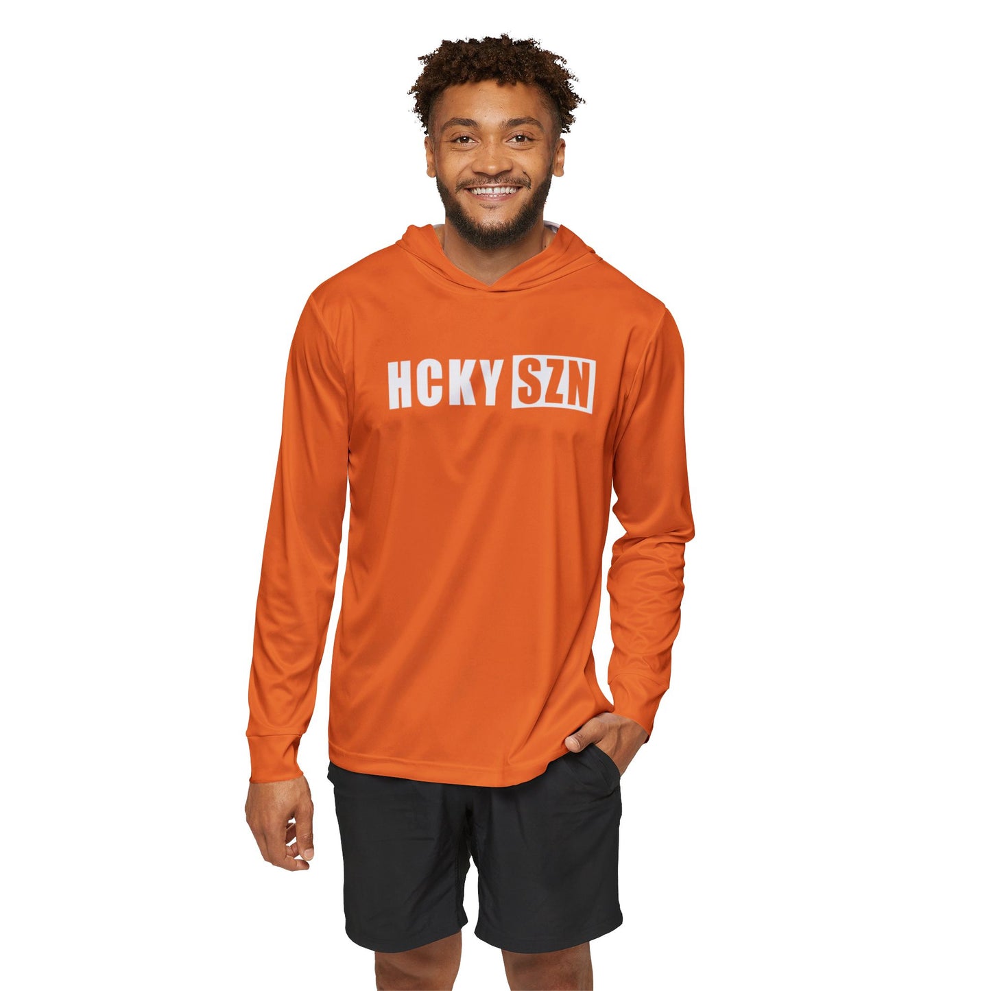 HCKY SZN Big Logo Performance Warmup Hoodie (Orange/White)