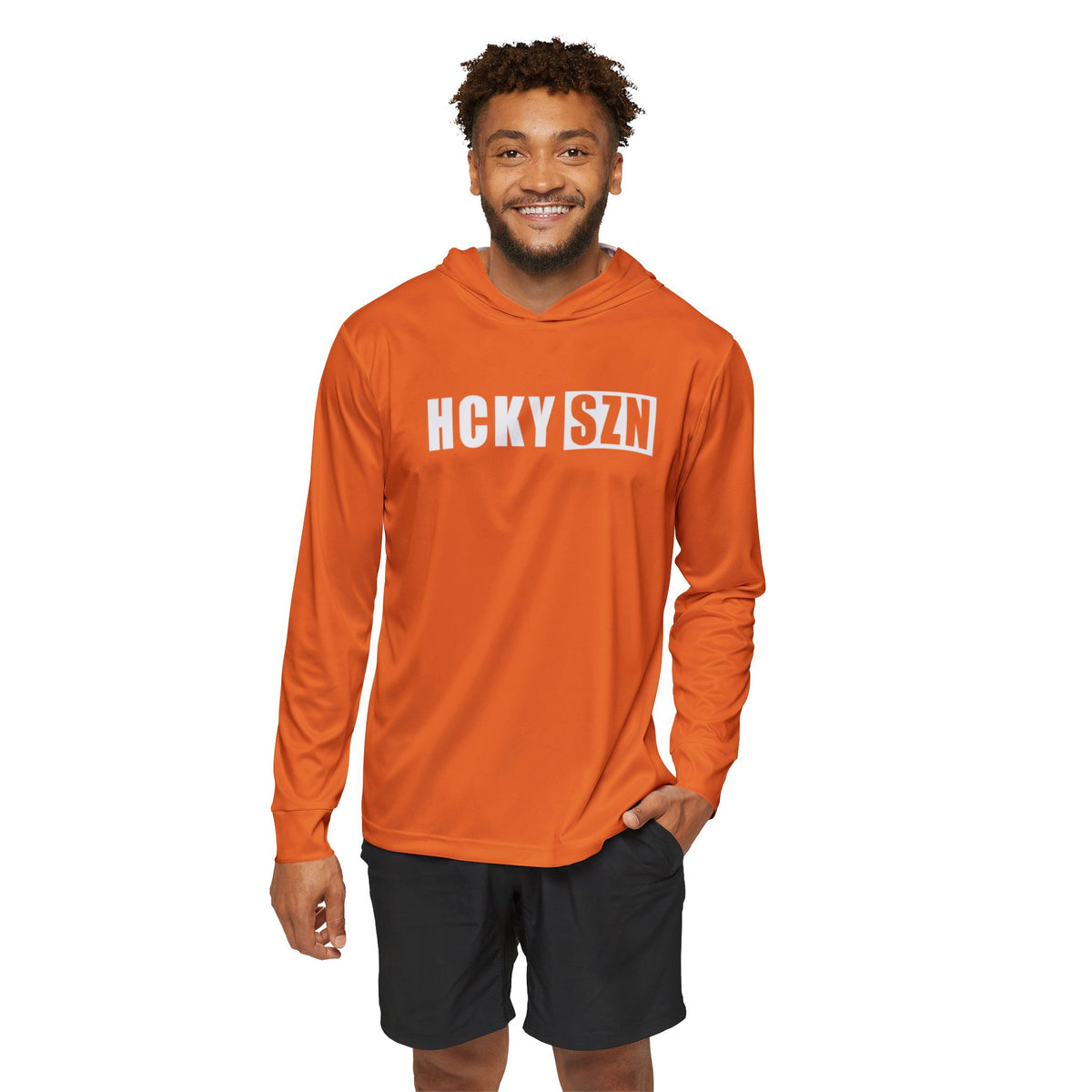 HCKY SZN Big Logo Performance Warmup Hoodie (Orange/White)