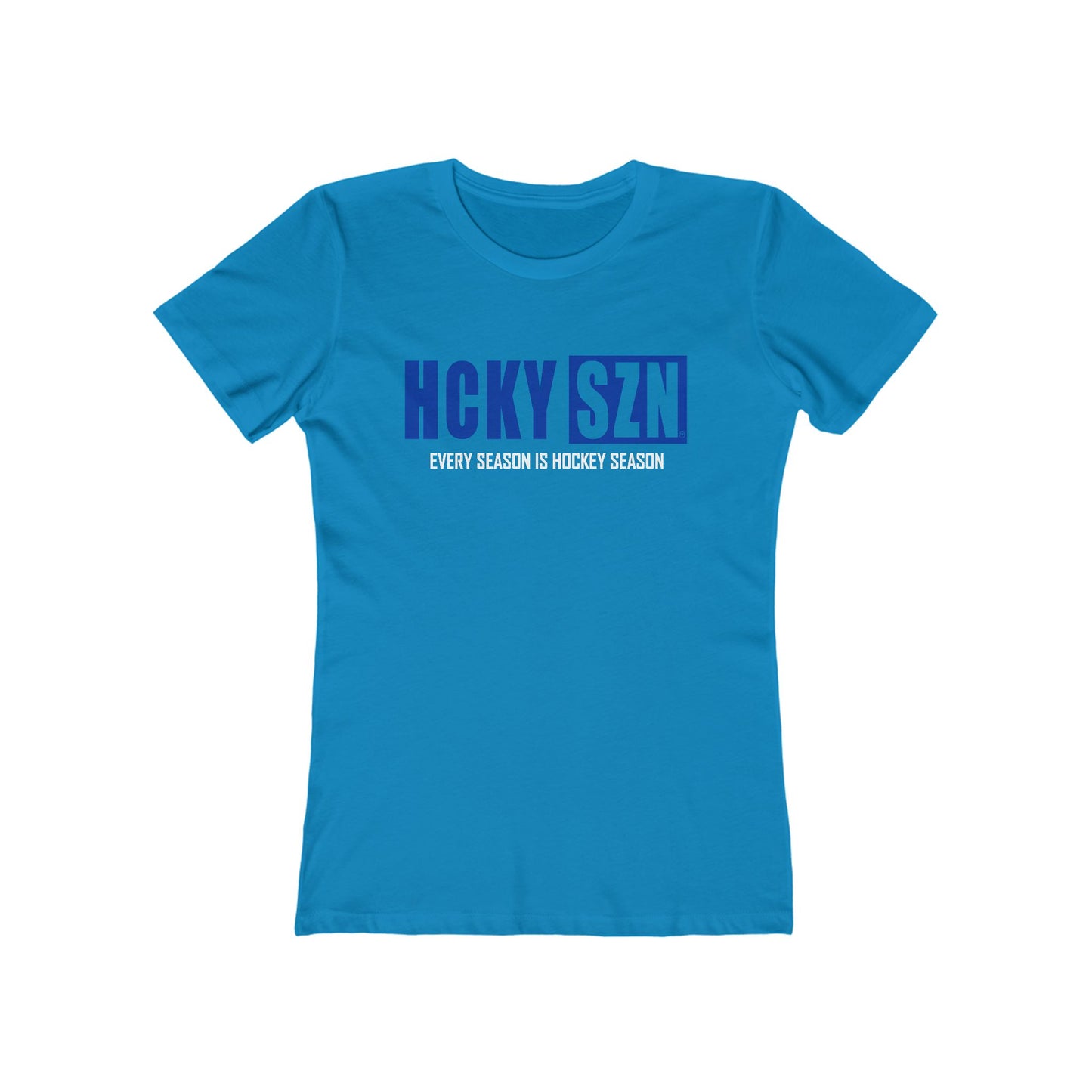 Every Season Is Hockey Season Women's Boyfriend Tee (Royal Blue Logo) - Various Colors