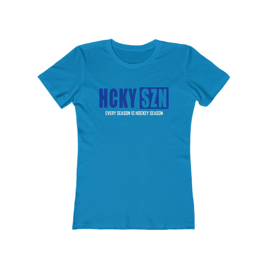 Every Season Is Hockey Season Women's Boyfriend Tee (Royal Blue Logo) - Various Colors