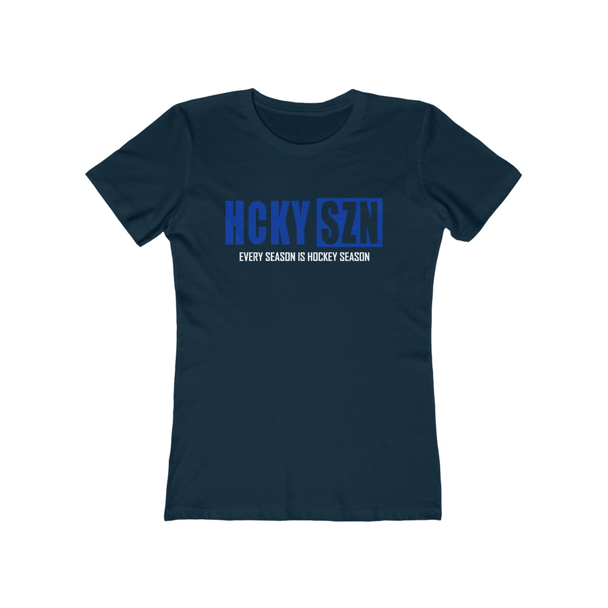 Every Season Is Hockey Season Women's Boyfriend Tee (Royal Blue Logo) - Various Colors