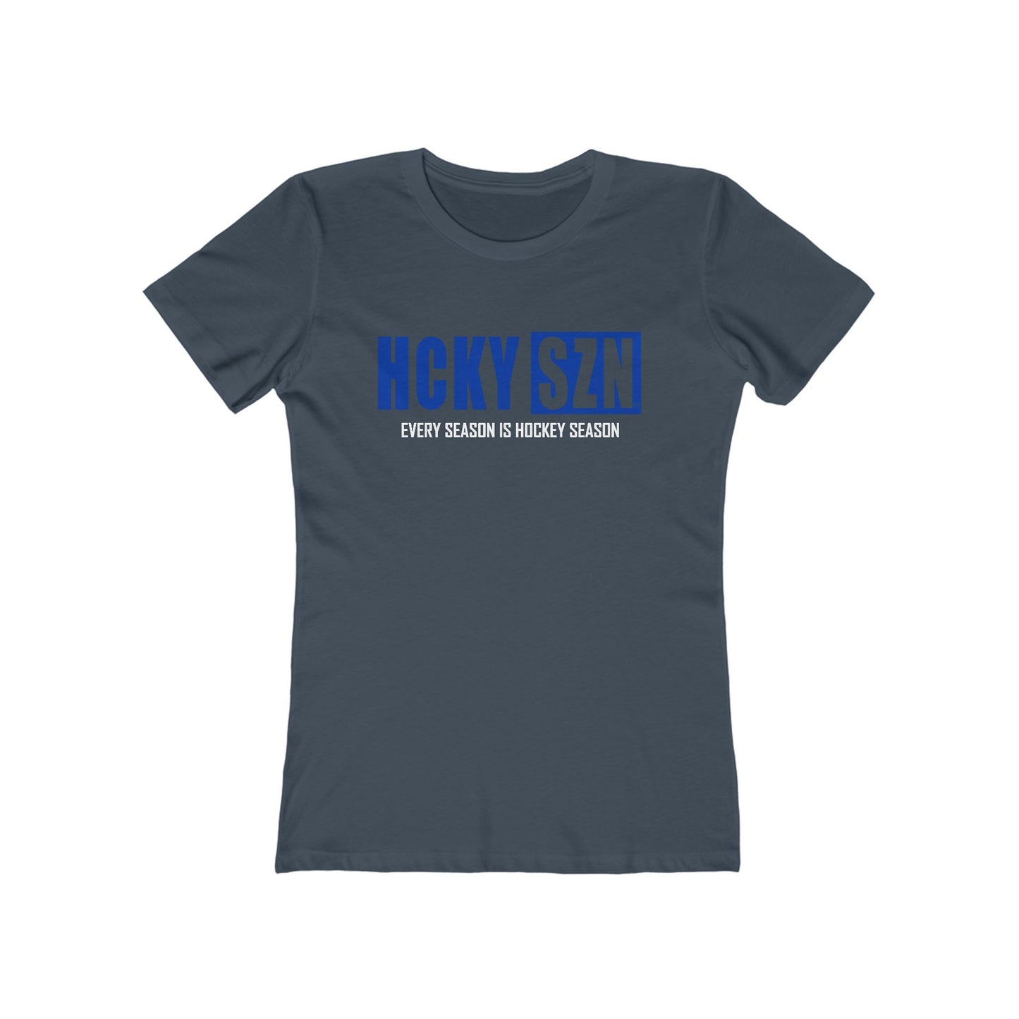Every Season Is Hockey Season Women's Boyfriend Tee (Royal Blue Logo) - Various Colors